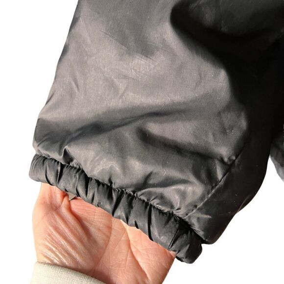 Vintage Bike brand black nylon snap up windbreaker cream faux fur lined collared - Picture 8 of 11